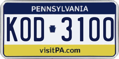 PA license plate KOD3100