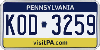 PA license plate KOD3259