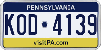 PA license plate KOD4139