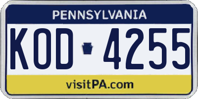 PA license plate KOD4255