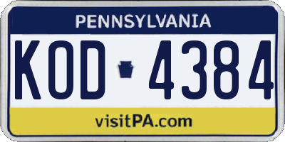PA license plate KOD4384
