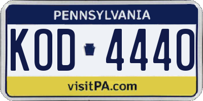 PA license plate KOD4440