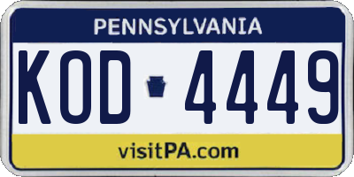 PA license plate KOD4449
