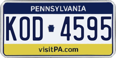 PA license plate KOD4595