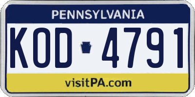 PA license plate KOD4791