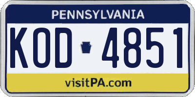 PA license plate KOD4851