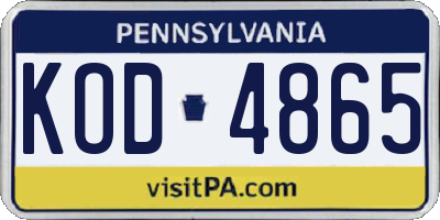 PA license plate KOD4865