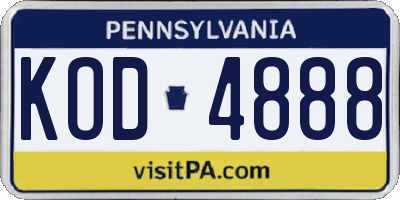 PA license plate KOD4888
