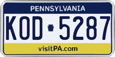 PA license plate KOD5287