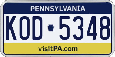 PA license plate KOD5348
