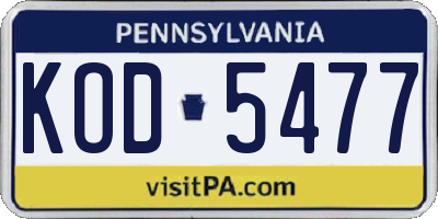 PA license plate KOD5477