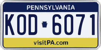 PA license plate KOD6071
