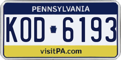 PA license plate KOD6193