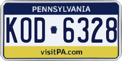 PA license plate KOD6328