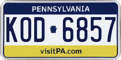 PA license plate KOD6857