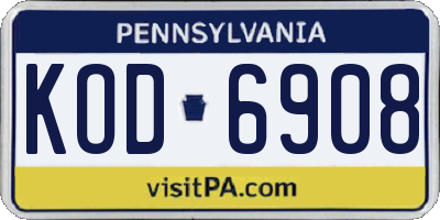PA license plate KOD6908