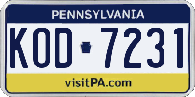 PA license plate KOD7231