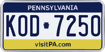 PA license plate KOD7250