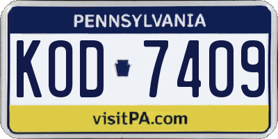 PA license plate KOD7409