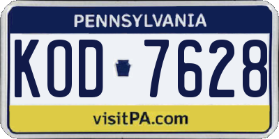 PA license plate KOD7628