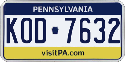 PA license plate KOD7632