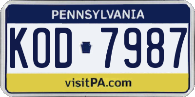 PA license plate KOD7987