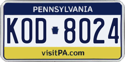 PA license plate KOD8024
