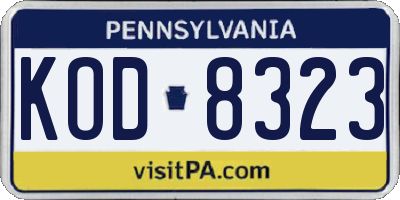 PA license plate KOD8323