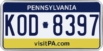 PA license plate KOD8397