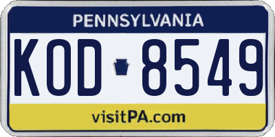 PA license plate KOD8549