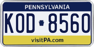 PA license plate KOD8560