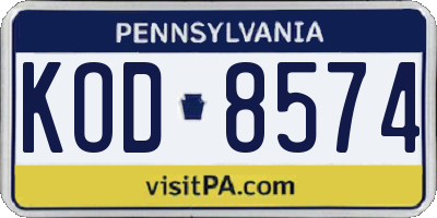 PA license plate KOD8574