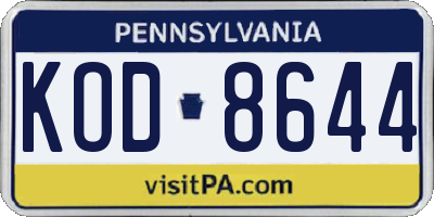 PA license plate KOD8644