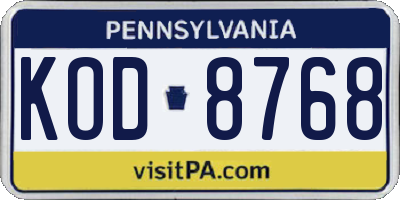 PA license plate KOD8768