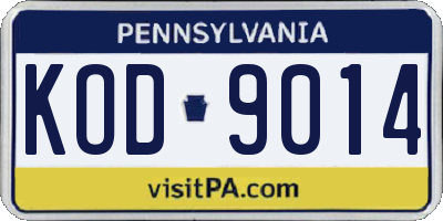 PA license plate KOD9014