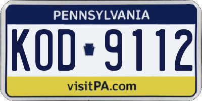 PA license plate KOD9112