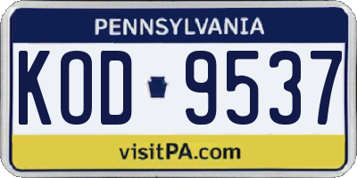 PA license plate KOD9537