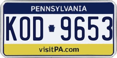 PA license plate KOD9653