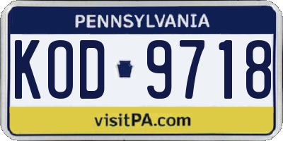 PA license plate KOD9718