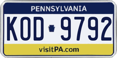 PA license plate KOD9792
