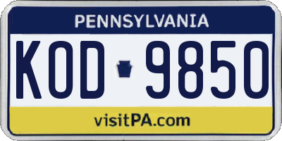 PA license plate KOD9850