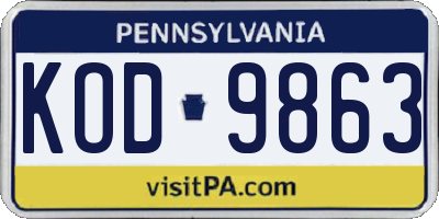 PA license plate KOD9863