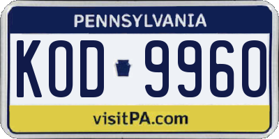 PA license plate KOD9960