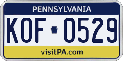 PA license plate KOF0529