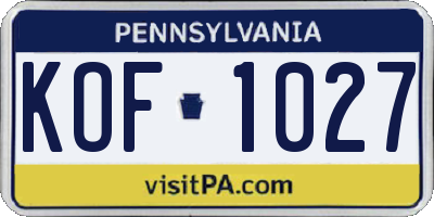 PA license plate KOF1027