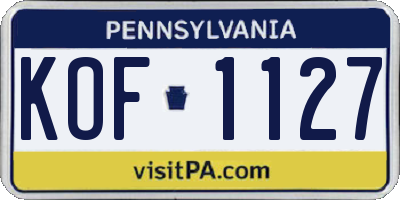 PA license plate KOF1127
