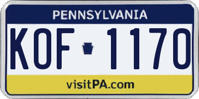 PA license plate KOF1170