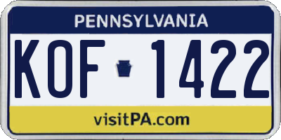 PA license plate KOF1422