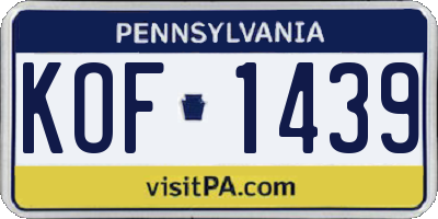 PA license plate KOF1439