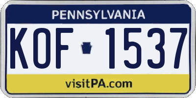 PA license plate KOF1537